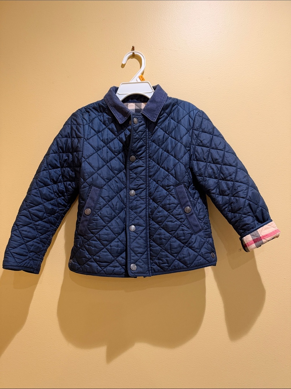 Burberry Navy Quilted Kids Puffer Jacket with Signature Cuff